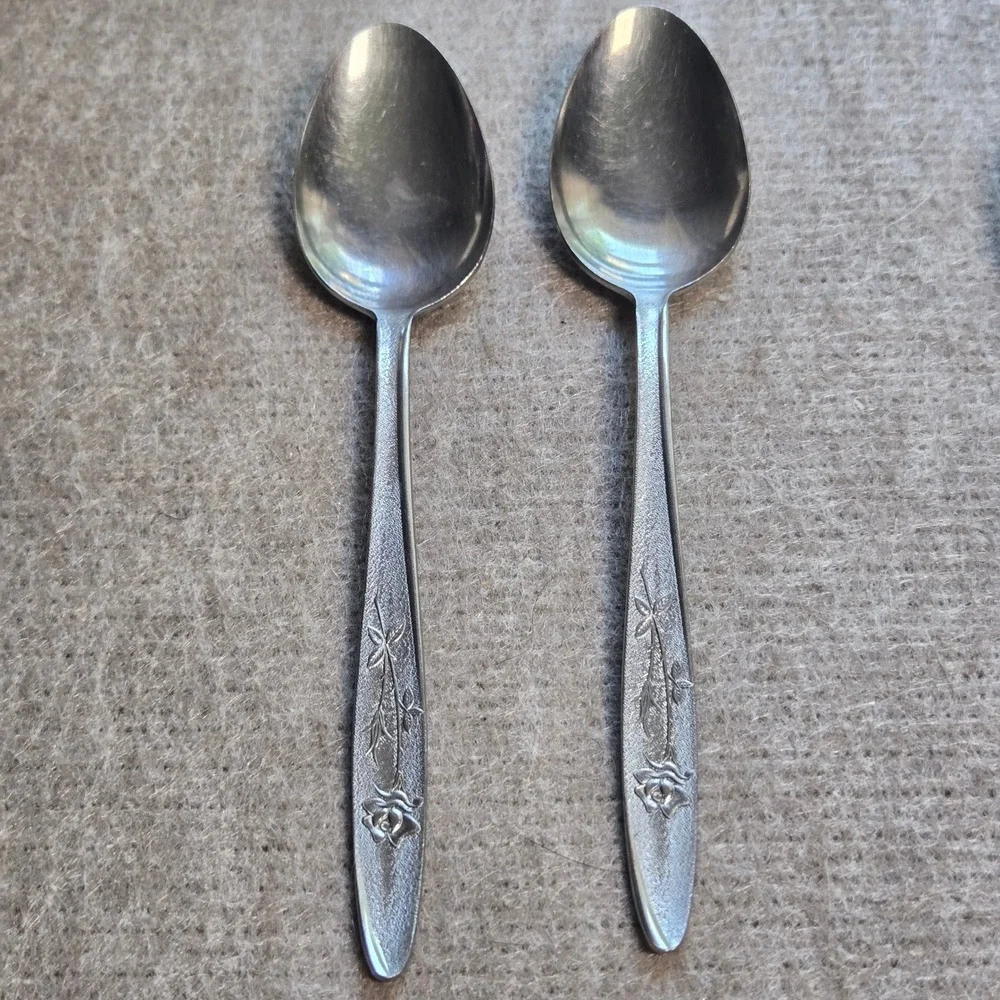 Stanley Roberts Florentine Rose  Stainless Flatware 11 Pieces Spoons Forks Knife